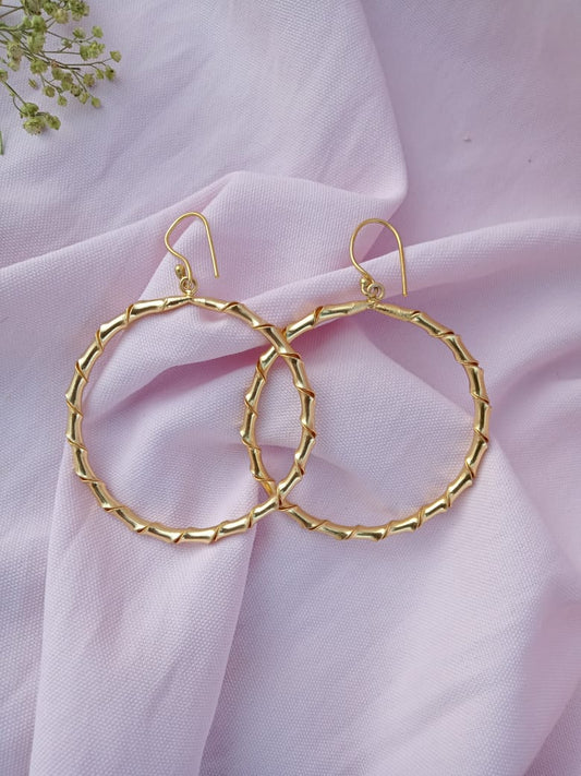 Bamboo Design Hoop Earring