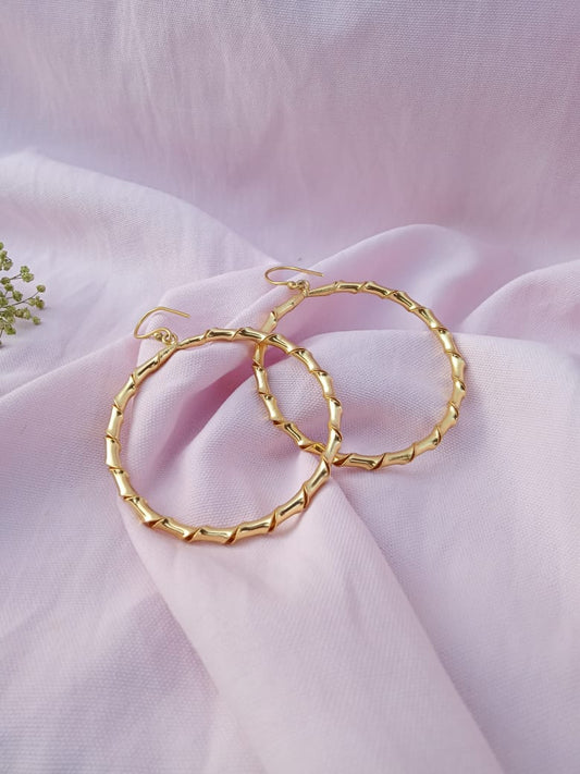 Bamboo Design Hoop Earring