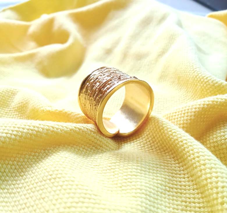 Handmade Textured Gold Finish Ring