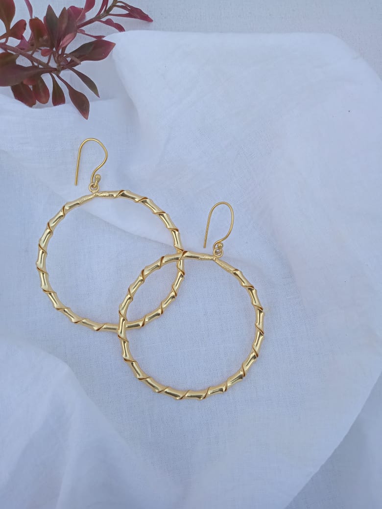 Bamboo Design Hoop Earring