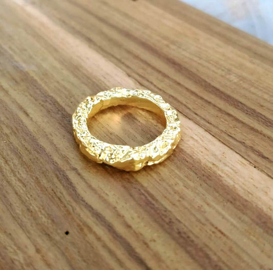 Handmade Gold Plated Textured Ring