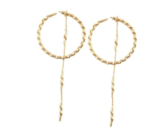 Bamboo Hoop with Chain Drop Earring