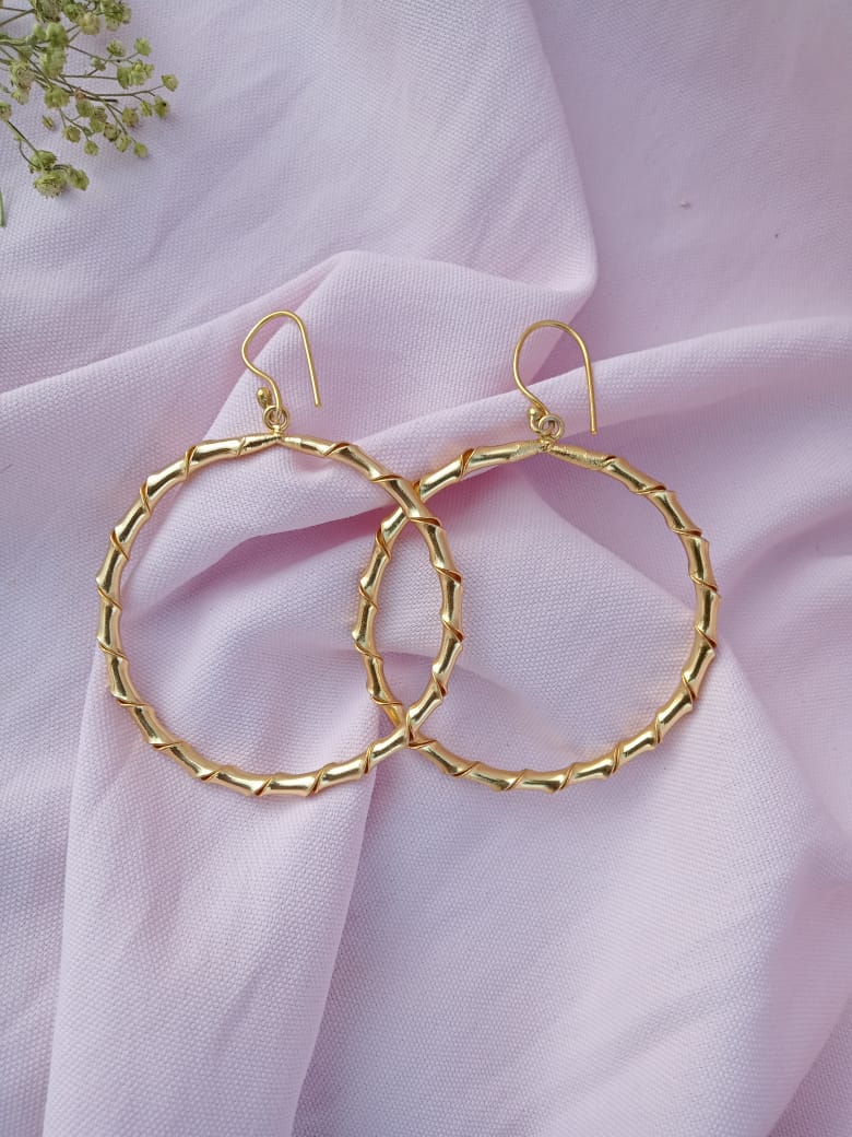 Bamboo Design Hoop Earring