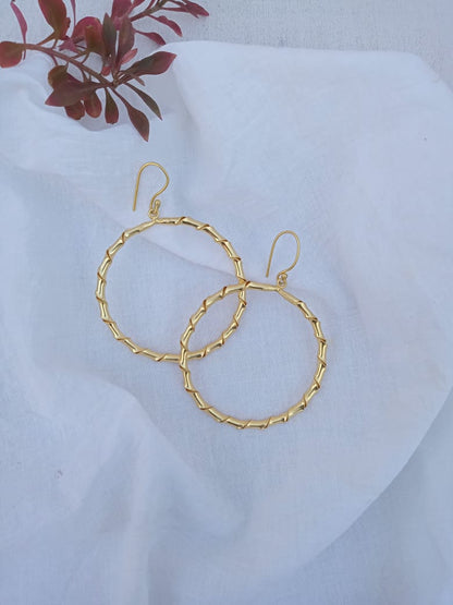 Bamboo Design Hoop Earring