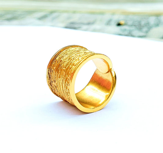 Handmade Textured Gold Finish Ring