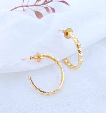 Pyramid Studded Hoop Earring