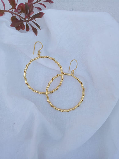 Bamboo Design Hoop Earring