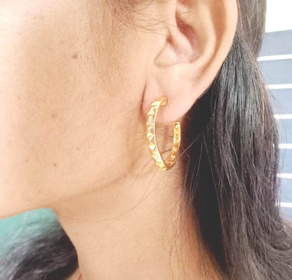 Pyramid Studded Hoop Earring