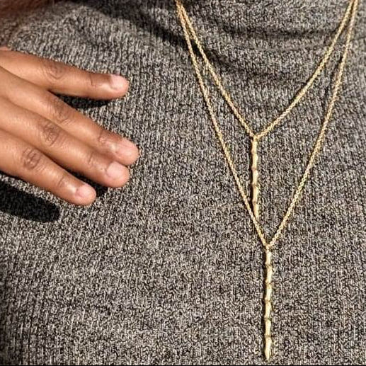 Double layer simple stick twisted necklace